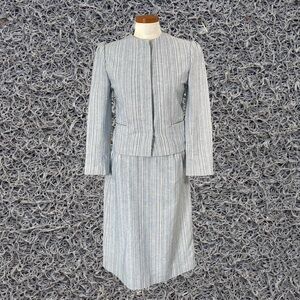 70’s Park Square 2 piece Blue and White Striped Skirt Suit USA Sz10